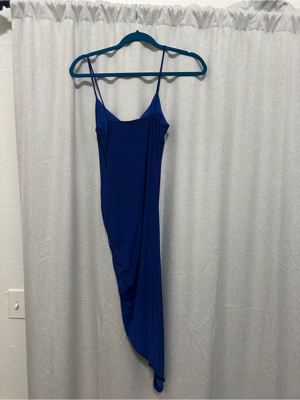 Royal Blue Asymmetrical Slip Dress with Spaghetti Straps